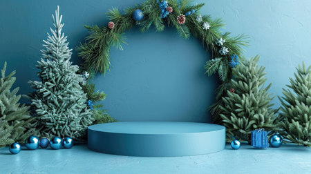 Podium in the background. Studio podium for product advertising. Stage stand. Blank podium. Display platformの素材