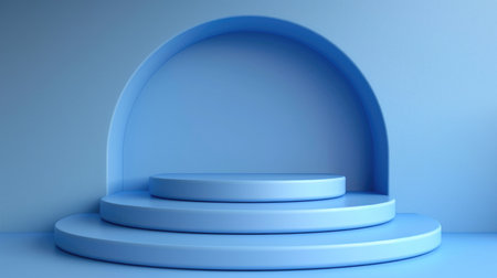 Podium in the background. Studio podium for product advertising. Stage stand. Blank podium. Display platformの素材