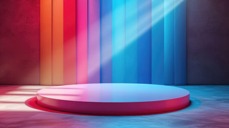Podium in the background. Studio podium for product advertising. Stage stand. Blank podium. Display platformの素材