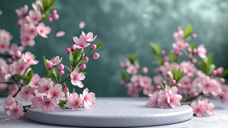 Podium in the background. Studio podium for product advertising. Stage stand. Blank podium. Display platformの素材