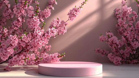 Podium in the background. Studio podium for product advertising. Stage stand. Blank podium. Display platformの素材