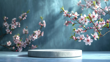 Podium in the background. Studio podium for product advertising. Stage stand. Blank podium. Display platformの素材