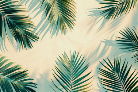 Leaves frame background. Tropical leaf palm borderの素材