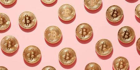 Bitcoin coin gold pattern backgroundの素材