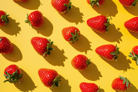 Red strawberry pattern pale soft color backgroundの素材