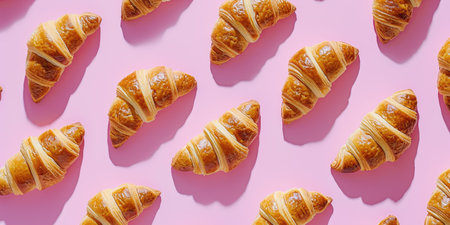 Background pattern croissant soft pale color, top view flat layの素材