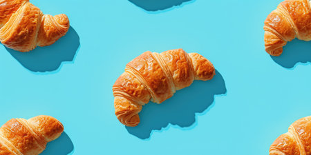 Background pattern croissant soft pale color, top view flat layの素材