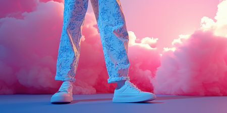 legs are crippled in pants and sneakersの素材