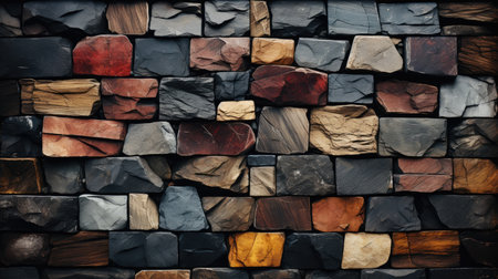 Colorful stone wall texture background for interior design and exterior decoration.の素材