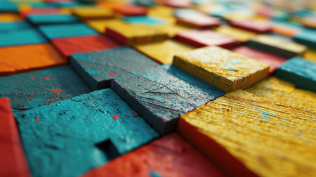 Colorful wooden blocks background. Selective focus. Toned.の素材