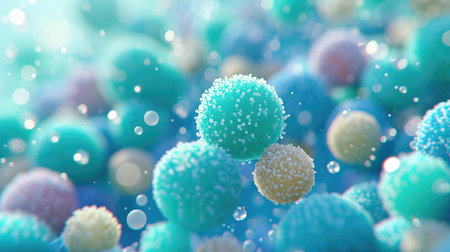 3d illustration of abstract background with virus cells. Bacteria conceptの素材