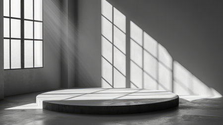 Podium background for promotional products. Studio podium for product advertising. Stage stand. Blank podium. Display platformの素材