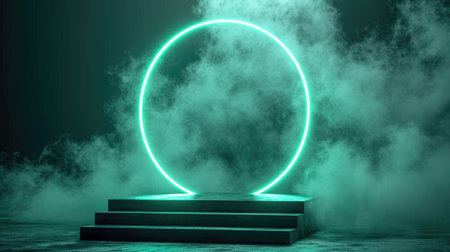 Podium background for promotional products. Studio podium for product advertising. Stage stand. Blank podium. Display platformの素材