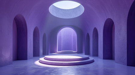 Podium background for promotional products. Studio podium for product advertising. Stage stand. Blank podium. Display platformの素材