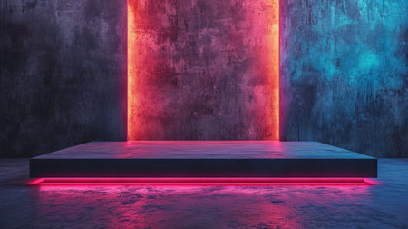 Podium background for promotional products. Studio podium for product advertising. Stage stand. Blank podium. Display platformの素材