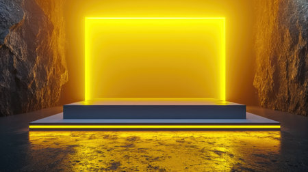 Podium background for promotional products. Studio podium for product advertising. Stage stand. Blank podium. Display platformの素材