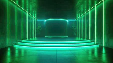 Podium background for promotional products. Studio podium for product advertising. Stage stand. Blank podium. Display platformの素材