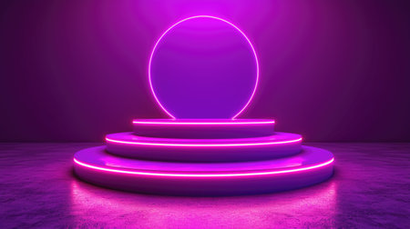 Podium background for promotional products. Studio podium for product advertising. Stage stand. Blank podium. Display platformの素材