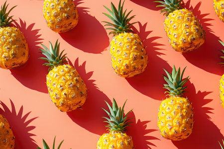 tropical fruit pineapple pale soft color backgroundの素材