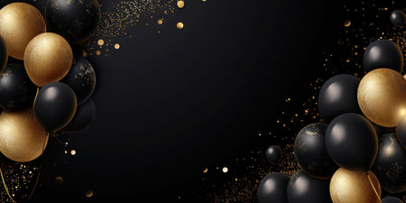 Balloons with confetti. Background template design with helium balloons for Party for Birthday and anniversary celebration, carnival. weddings and valentine's day and international women's dayの素材