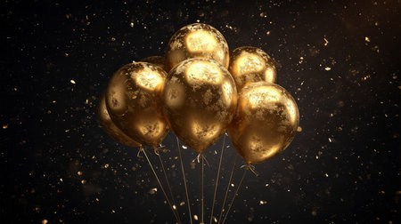 Balloons with confetti. Background template design with helium balloons for Party for Birthday and anniversary celebration, carnival. weddings and valentine's day and international women's dayの素材