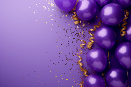 Balloons with confetti. Background template design with helium balloons for Party for Birthday and anniversary celebration, carnival. weddings and valentine's day and international women's dayの素材