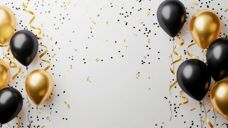 Balloons with confetti. Background template design with helium balloons for Party for Birthday and anniversary celebration, carnival. weddings and valentine's day and international women's dayの素材
