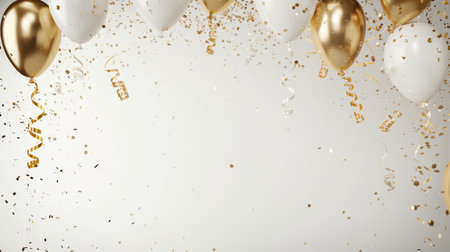 Balloons with confetti. Background template design with helium balloons for Party for Birthday and anniversary celebration, carnival. weddings and valentine's day and international women's dayの素材