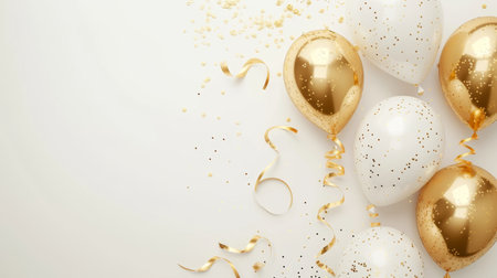 Balloons with confetti. Background template design with helium balloons for Party for Birthday and anniversary celebration, carnival. weddings and valentine's day and international women's dayの素材