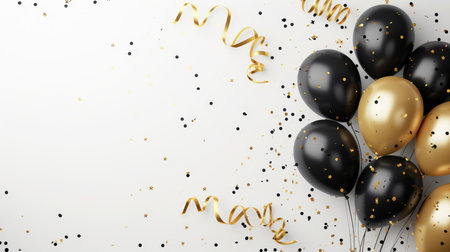 Balloons with confetti. Background template design with helium balloons for Party for Birthday and anniversary celebration, carnival. weddings and valentine's day and international women's dayの素材