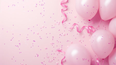 Balloons with confetti. Background template design with helium balloons for Party for Birthday and anniversary celebration, carnival. weddings and valentine's day and international women's dayの素材