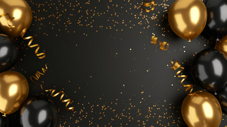 Balloons with confetti. Background template design with helium balloons for Party for Birthday and anniversary celebration, carnival. weddings and valentine's day and international women's dayの素材