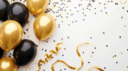 Balloons with confetti. Background template design with helium balloons for Party for Birthday and anniversary celebration, carnival. weddings and valentine's day and international women's dayの素材