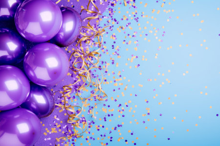Balloons with confetti. Background template design with helium balloons for Party for Birthday and anniversary celebration, carnival. weddings and valentine's day and international women's dayの素材