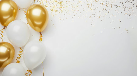 Balloons with confetti. Background template design with helium balloons for Party for Birthday and anniversary celebration, carnival. weddings and valentine's day and international women's dayの素材