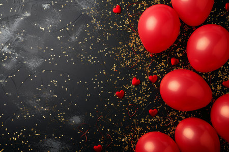 Balloons with confetti. Background template design with helium balloons for Party for Birthday and anniversary celebration, carnival. weddings and valentine's day and international women's dayの素材