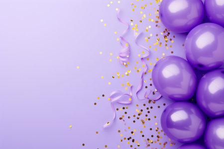 Balloons with confetti. Background template design with helium balloons for Party for Birthday and anniversary celebration, carnival. weddings and valentine's day and international women's dayの素材