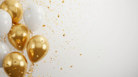 Balloons with confetti. Background template design with helium balloons for Party for Birthday and anniversary celebration, carnival. weddings and valentine's day and international women's dayの素材