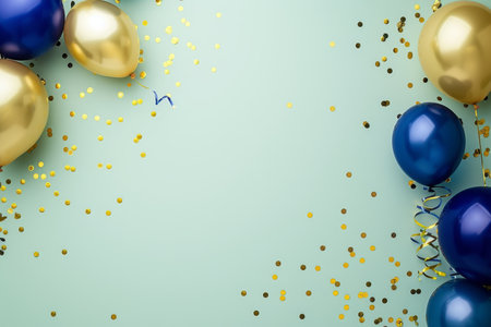 Balloons with confetti. Background template design with helium balloons for Party for Birthday and anniversary celebration, carnival. weddings and valentine's day and international women's dayの素材