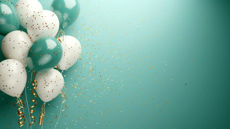 Balloons with confetti. Background template design with helium balloons for Party for Birthday and anniversary celebration, carnival. weddings and valentine's day and international women's dayの素材