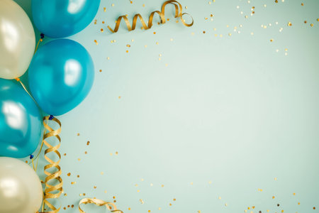 Balloons with confetti. Background template design with helium balloons for Party for Birthday and anniversary celebration, carnival. weddings and valentine's day and international women's dayの素材