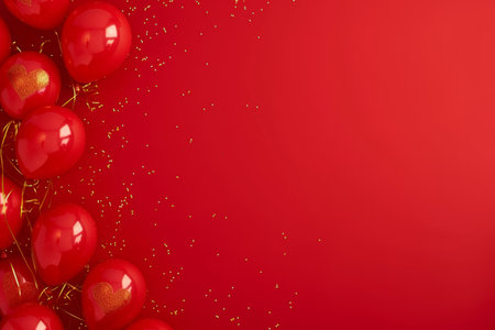 Balloons with confetti. Background template design with helium balloons for Party for Birthday and anniversary celebration, carnival. weddings and valentine's day and international women's dayの素材