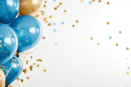 Balloons with confetti. Background template design with helium balloons for Party for Birthday and anniversary celebration, carnival. weddings and valentine's day and international women's dayの素材
