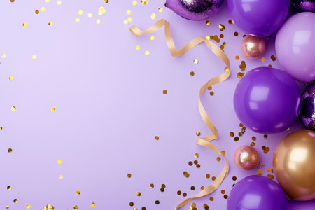 Balloons with confetti. Background template design with helium balloons for Party for Birthday and anniversary celebration, carnival. weddings and valentine's day and international women's dayの素材