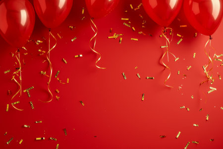 Balloons with confetti. Background template design with helium balloons for Party for Birthday and anniversary celebration, carnival. weddings and valentine's day and international women's dayの素材
