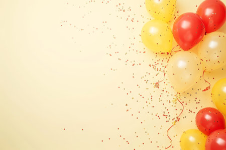 Balloons with confetti. Background template design with helium balloons for Party for Birthday and anniversary celebration, carnival. weddings and valentine's day and international women's dayの素材
