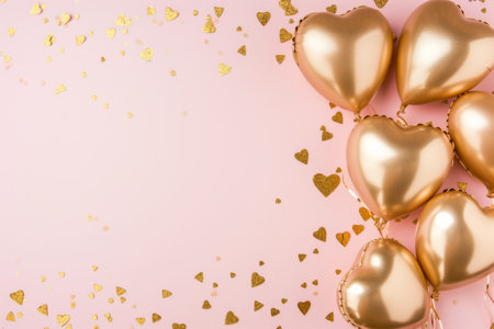Balloons with confetti. Background template design with helium balloons for Party for Birthday and anniversary celebration, carnival. weddings and valentine's day and international women's dayの素材