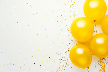 Balloons with confetti. Background template design with helium balloons for Party for Birthday and anniversary celebration, carnival. weddings and valentine's day and international women's dayの素材