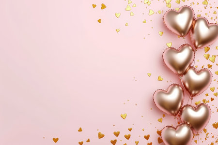 Balloons with confetti. Background template design with helium balloons for Party for Birthday and anniversary celebration, carnival. weddings and valentine's day and international women's dayの素材