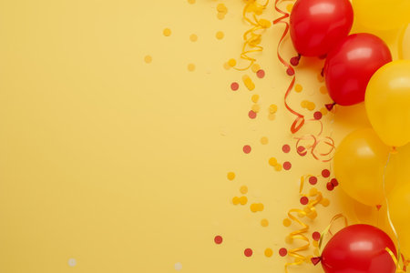 Balloons with confetti. Background template design with helium balloons for Party for Birthday and anniversary celebration, carnival. weddings and valentine's day and international women's dayの素材